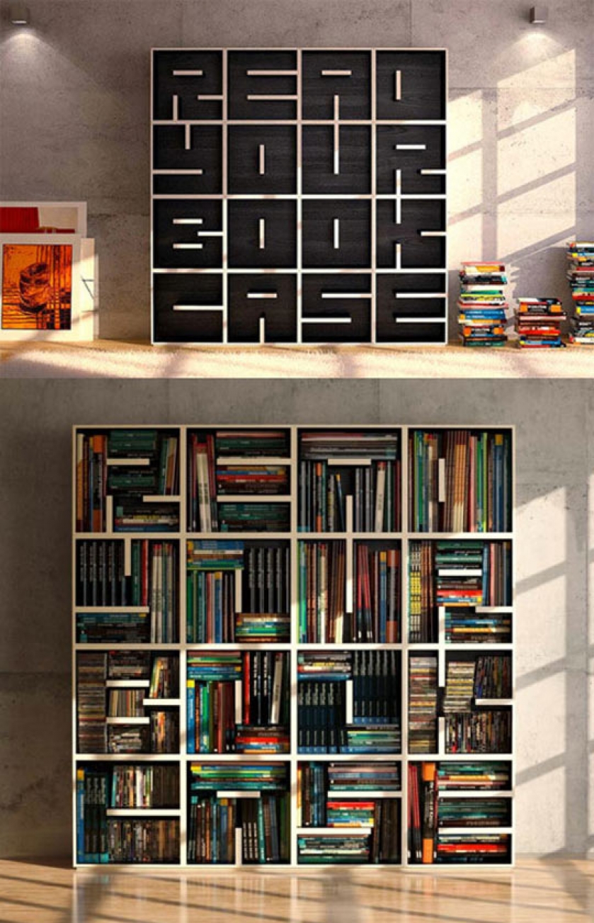 Clever Bookcase Design, “Read Your Bookcase”