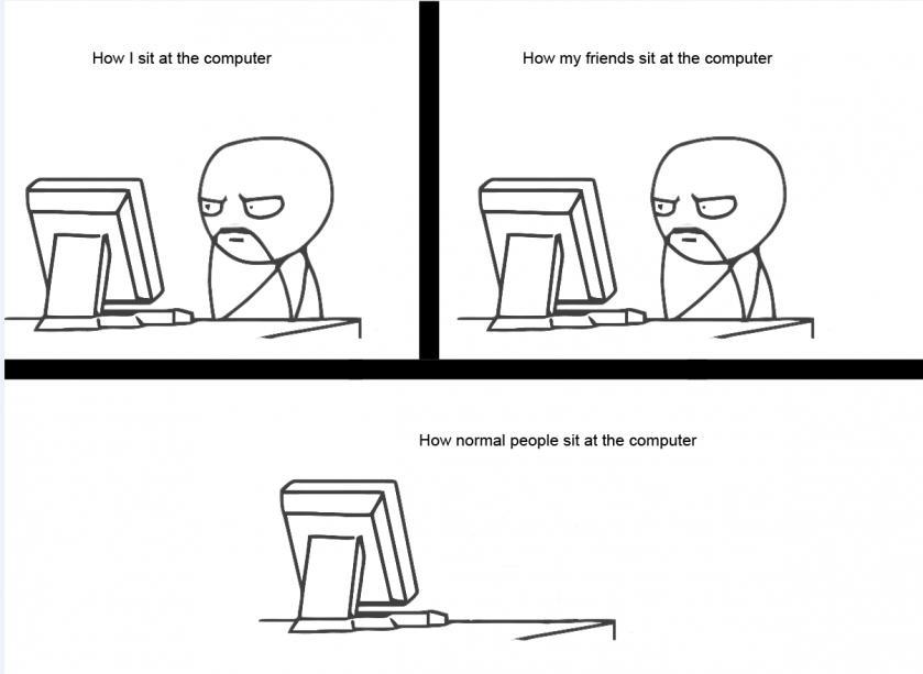                          Normal people at the computer                      