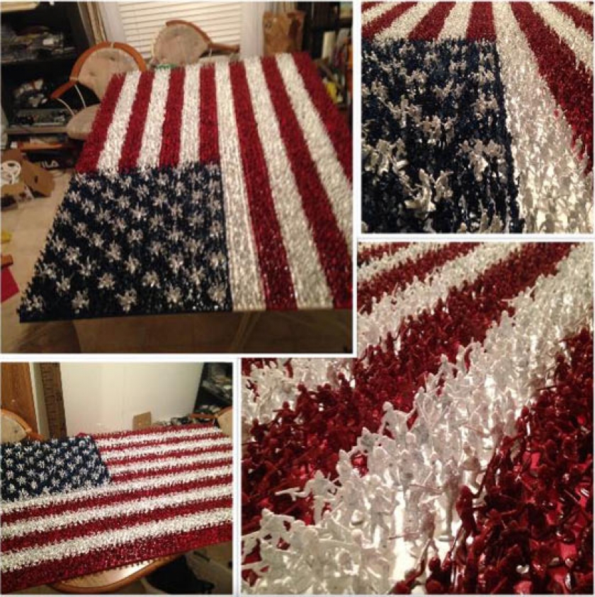 American Flag Made Out Of Over 4,000 Spray Painted Toy Soldiers