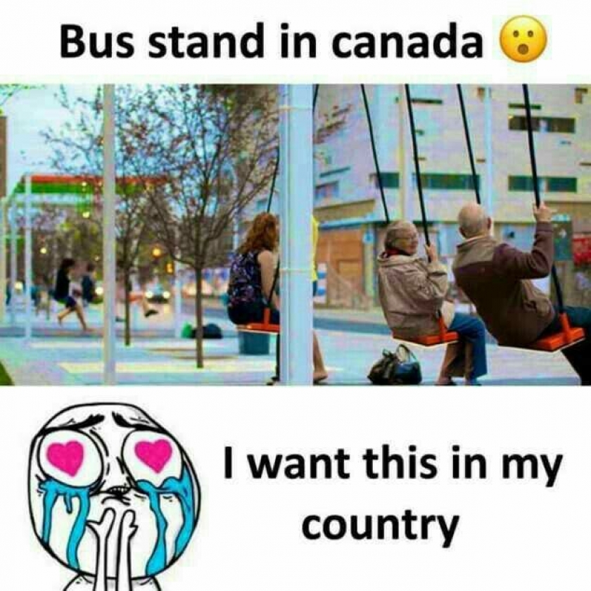 Bus  stand in Canada