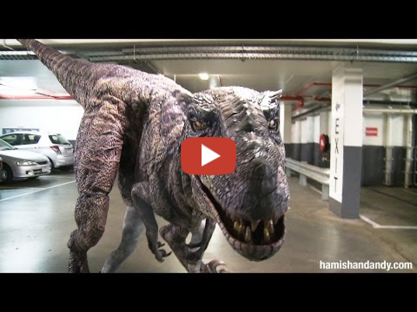 Realistic dinosaur' terrifies people in carpark prank