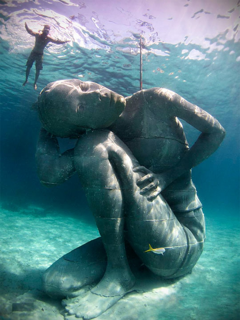 18 Foot Underwater Statue Located In The Bahamas