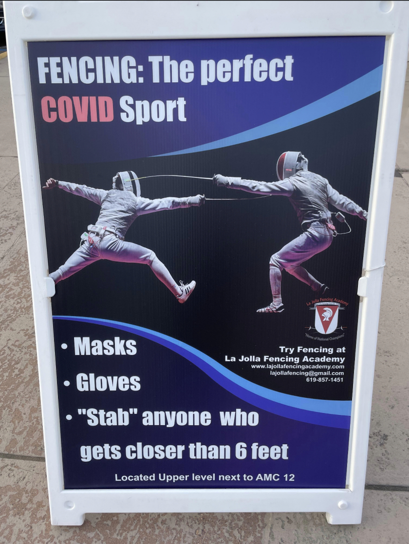 Signed posted outside a fencing academy 