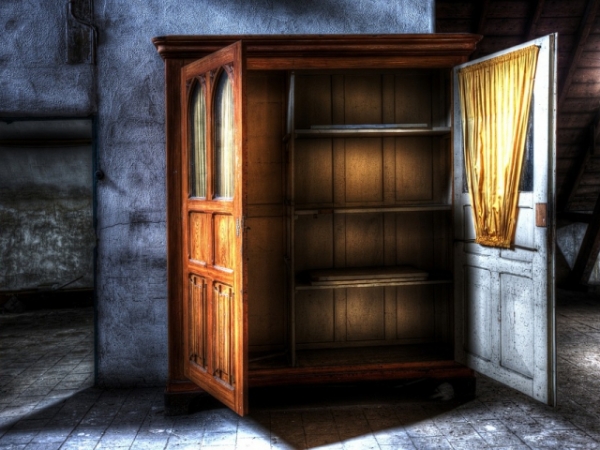 You're hiding in a closet, and you hear footsteps nearby. What do you do?