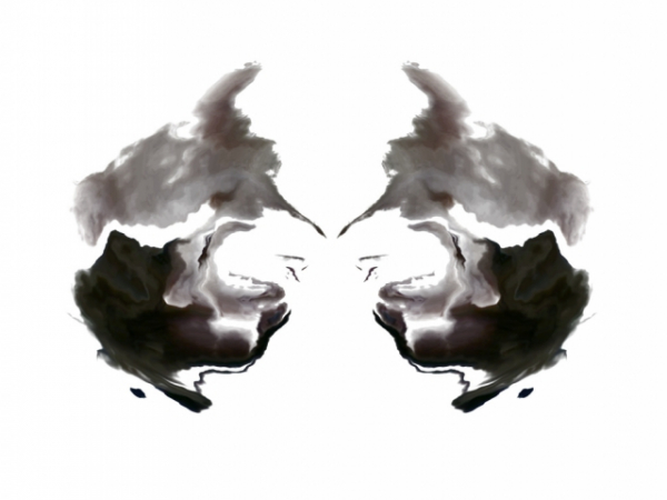 Which word comes to mind when you view this inkblot?