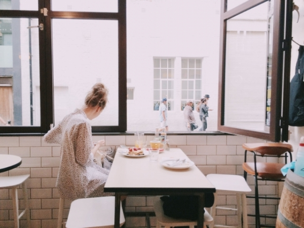 You decide to get coffee by yourself. What do you do when you sit down?