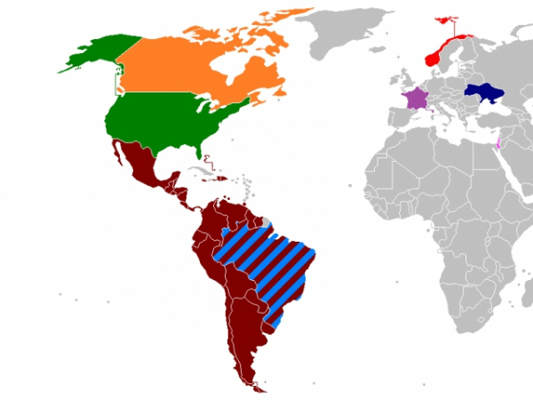 How many countries are colored in?