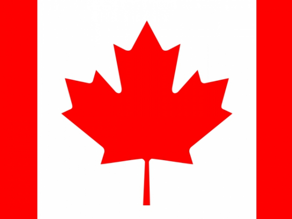 Which country features a maple leaf on its flag?